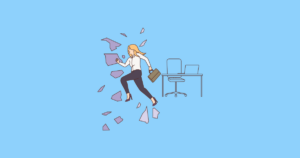 会社員を辞めてフリーランスとして独立する女性のイラスト
